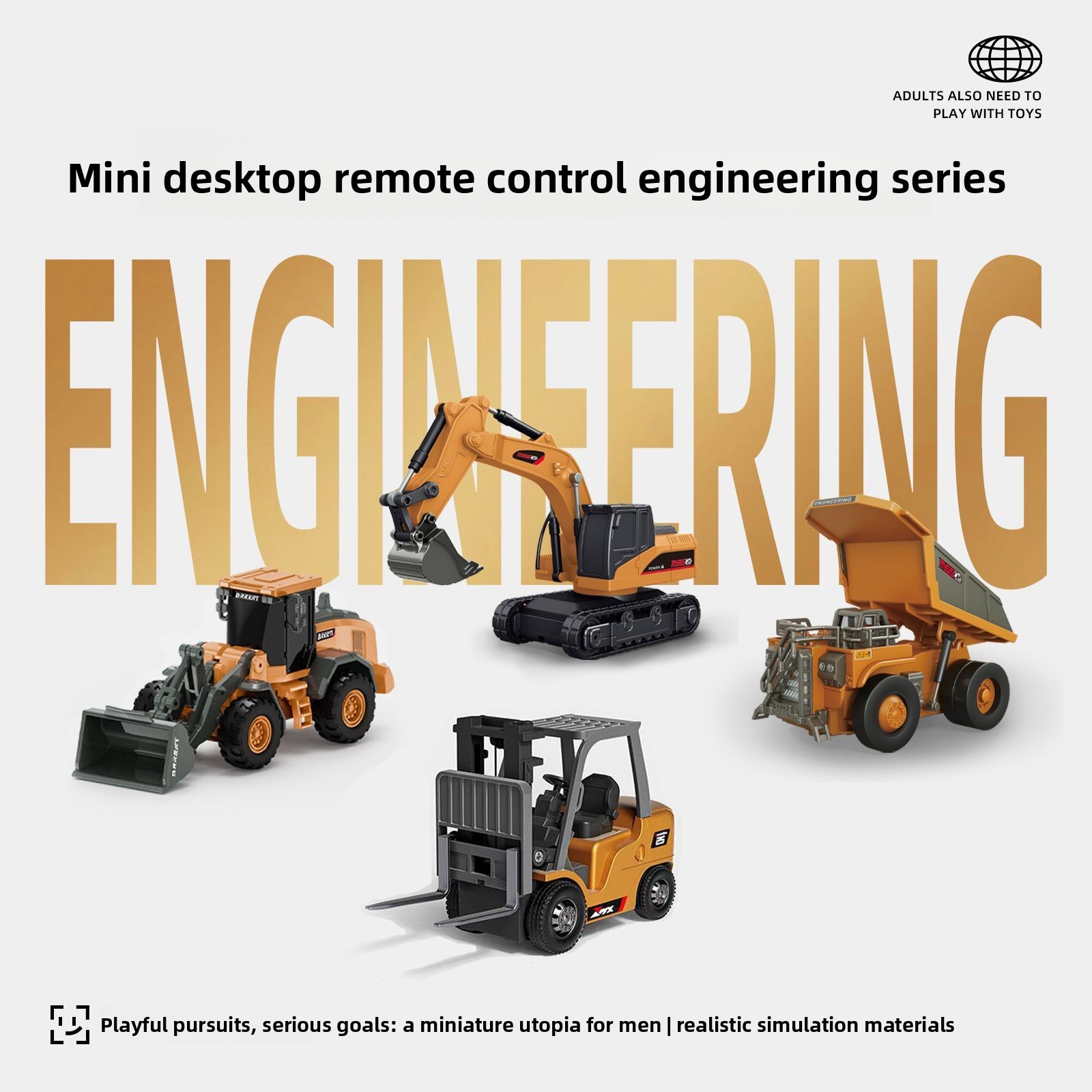 Rc Hobby Excavator - Set Mobil Rekayasa RC Logam 1:64,