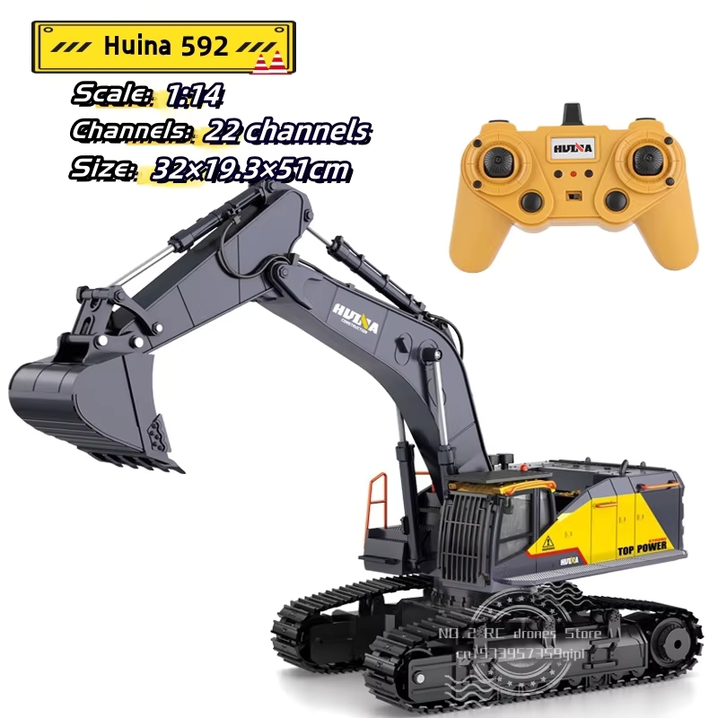 Rc Hobby Excavator - HUINA 592 1:14 Remote Control besar,